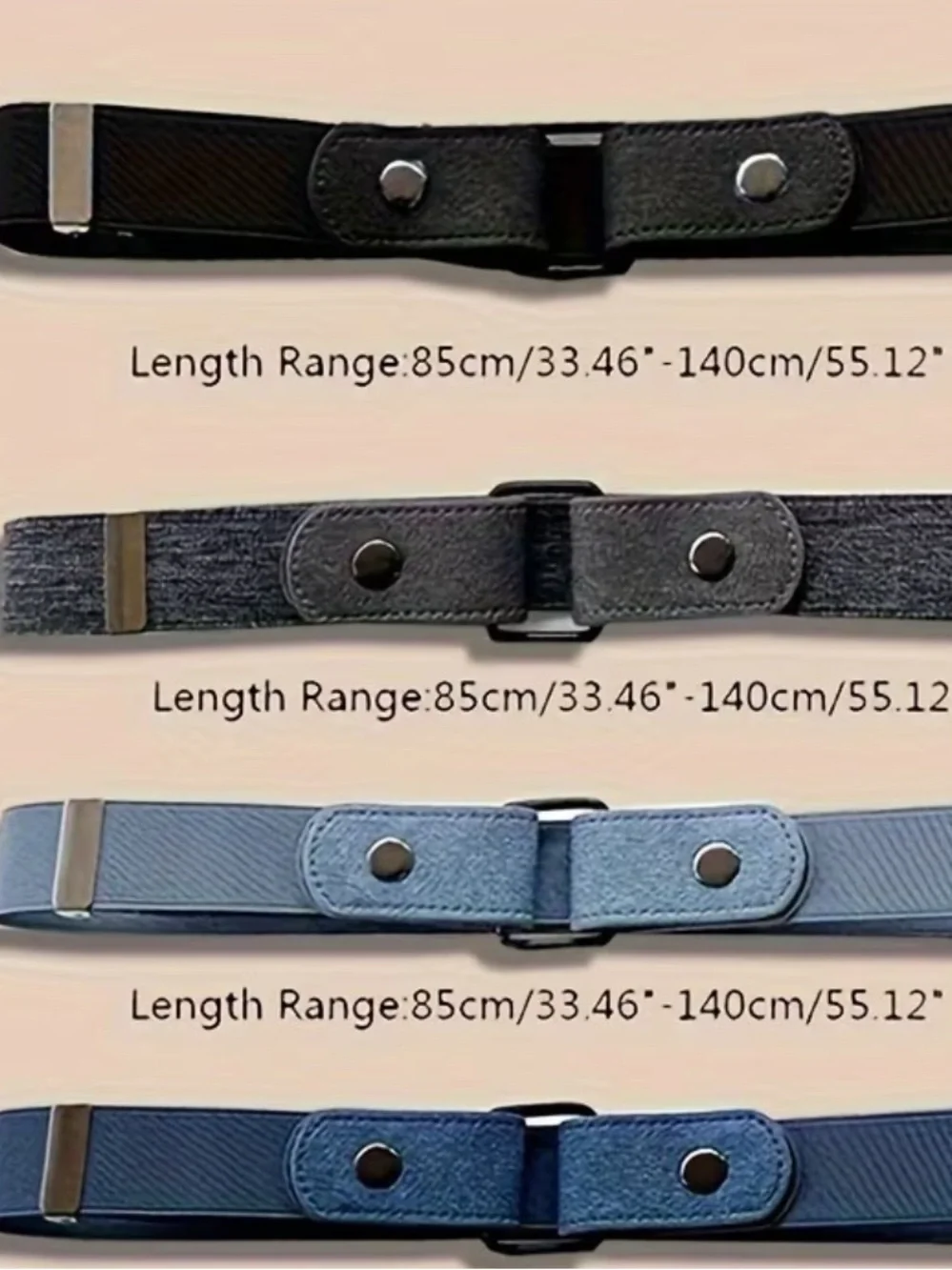 2 pcs of No-Buckle Adjustable Elastic Waistband Belt - Black & Denim Colors
